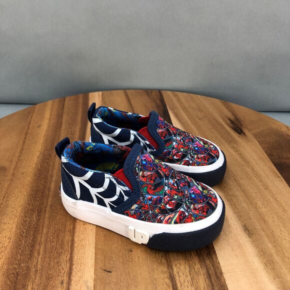 Ground Up Spider Man Slip On Sneakers Little Kids 5‎ Navy Blue Web Casual Shoes - Picture 1 of 7